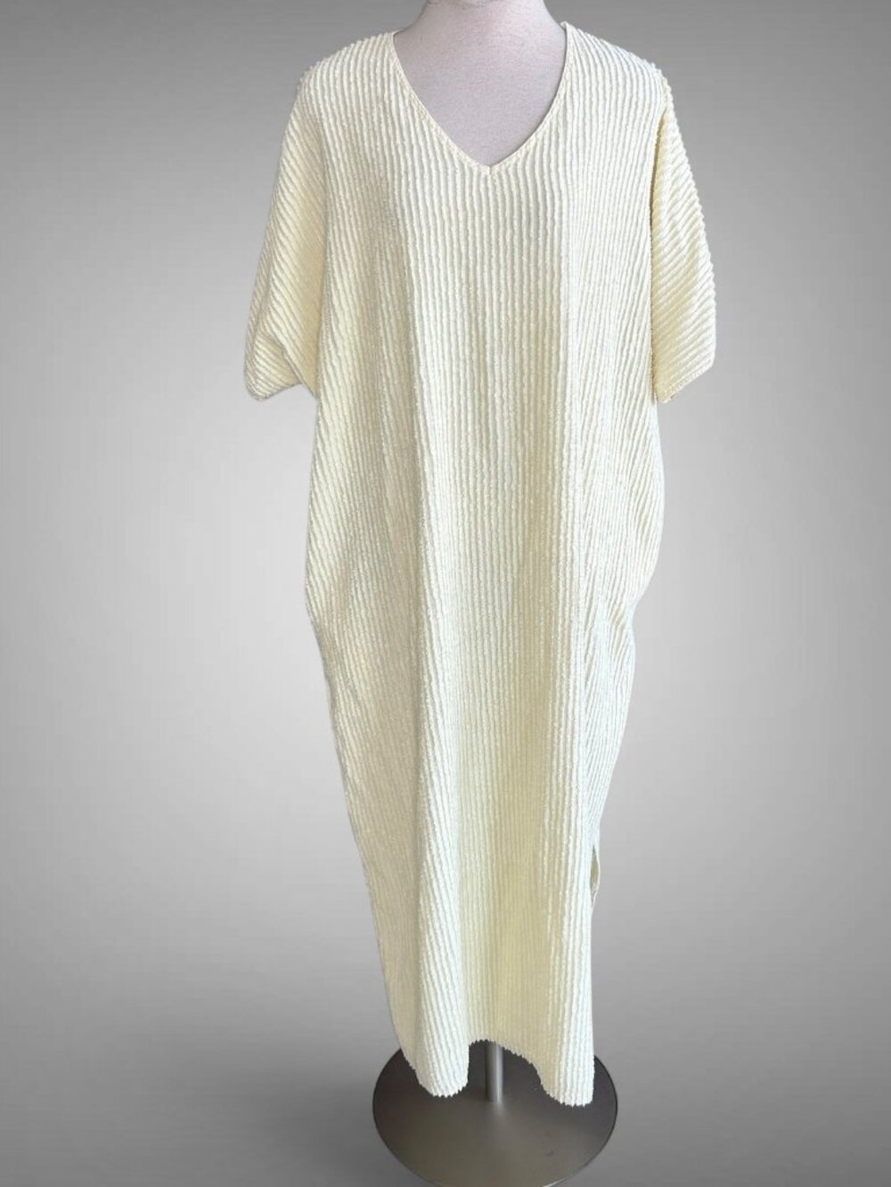 Vintage Leisure Life Yellow Chenille Kaftan Loungewear Robe One Size
